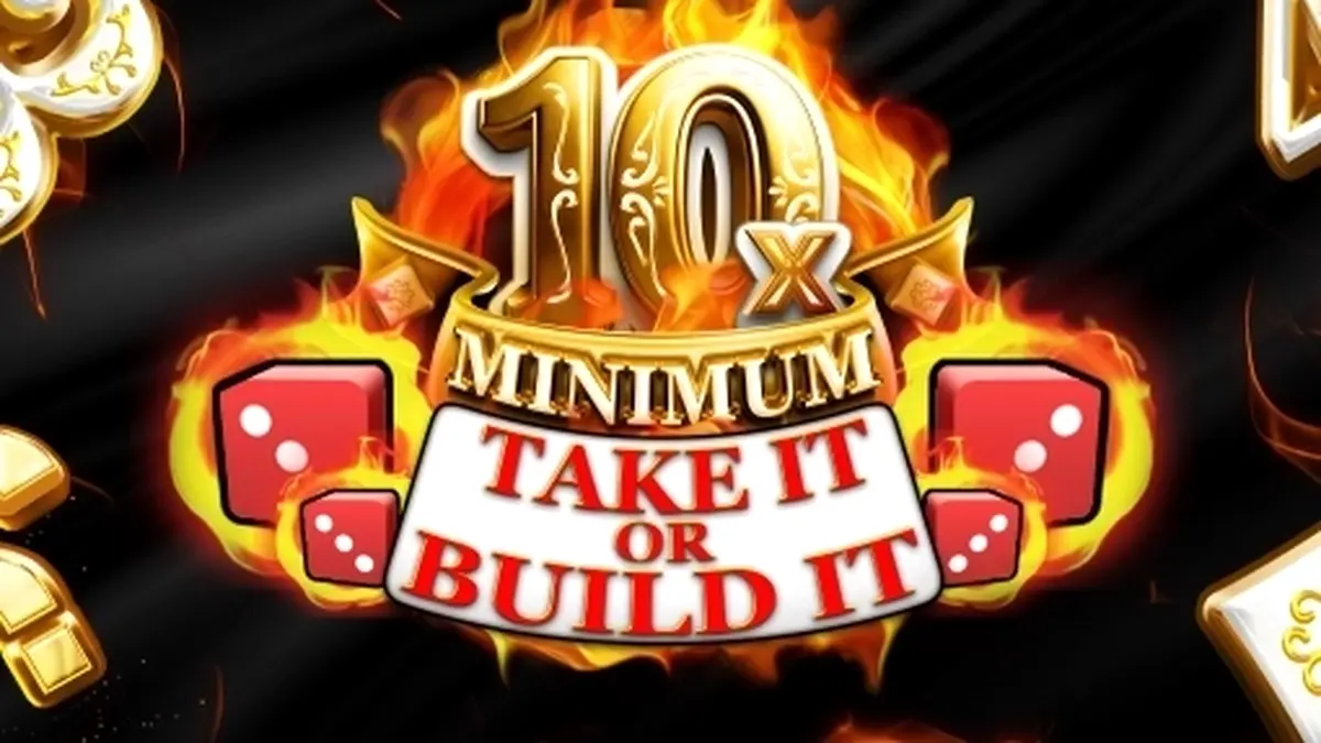 Interface do jogo 10x Minimum Take It or Build It com design vibrante