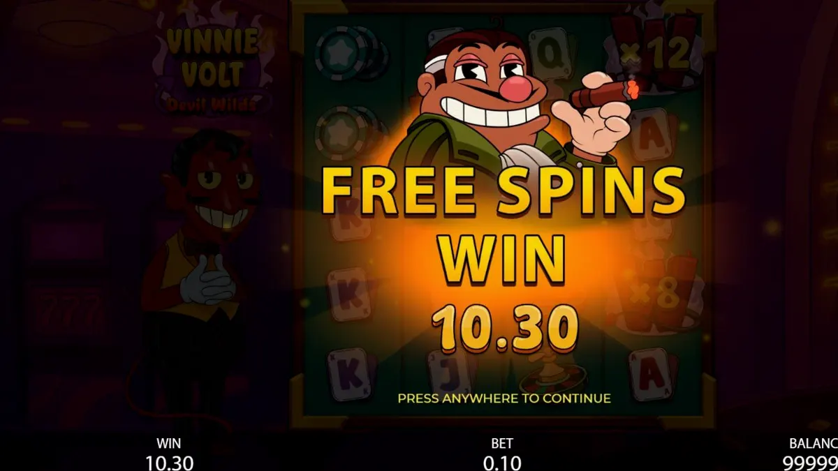 Vinnie Volt: Devil Wilds slot com tema de cassino vintage