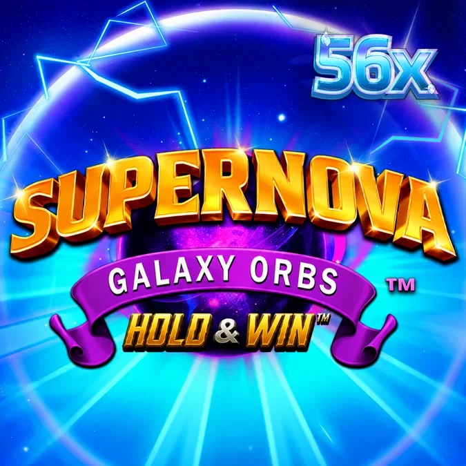 Interface do slot Supernova Galaxy Orbs com orbes brilhantes e grade de jogo espacial